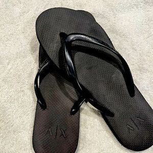 Black A/X Armani Exchange Flip Flops. Size L (7-8)